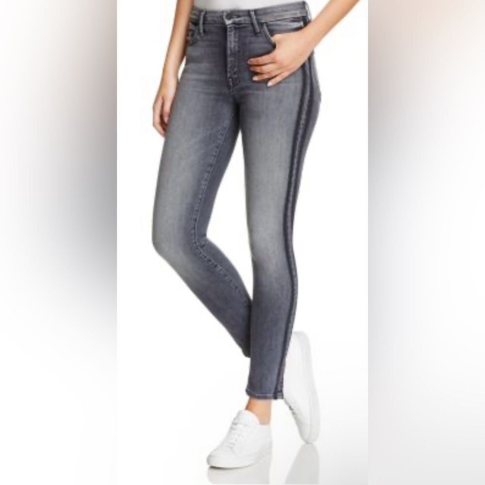 MOTHER Looker High Waisted Skinny Jeans Miss Moody Two Shoes Racer Stripe 25